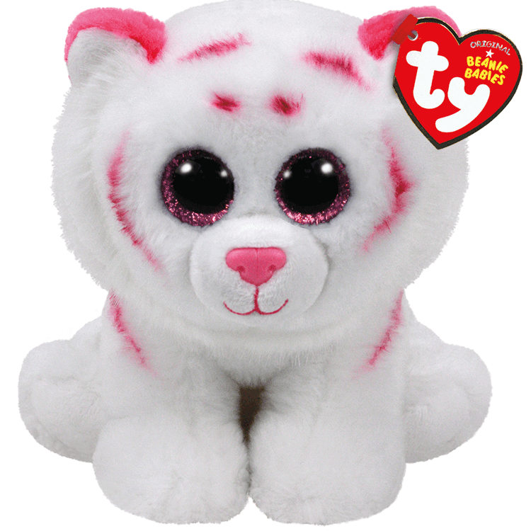 TY-Ty Classic Plush - Tabor - Pink and White Tiger - Medium 13"-90247-Legacy Toys